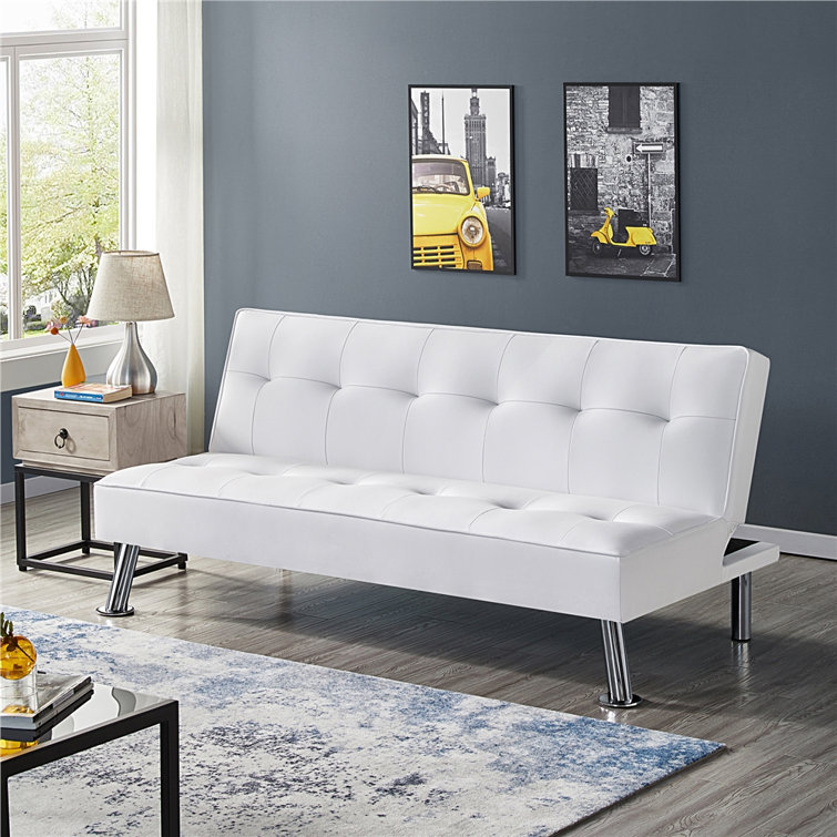 Leather deals convertible couch